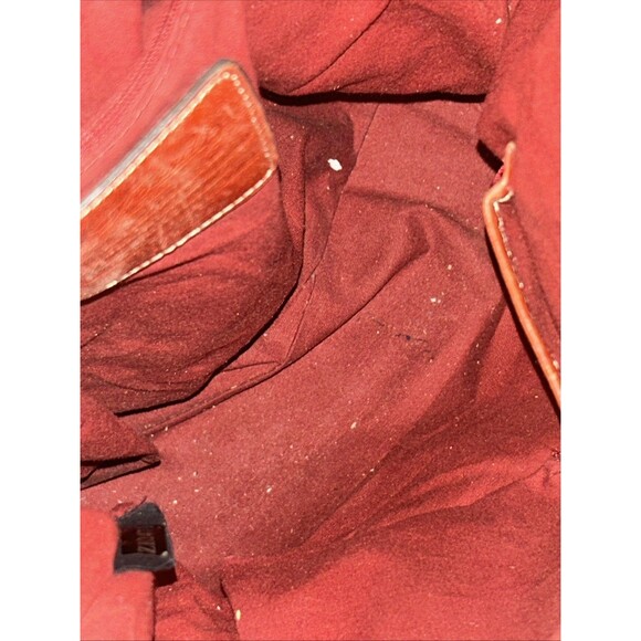 Fossil Canvas Earthtone Reddish Used Leather Handbag Purse! Real - Picture 4 of 9